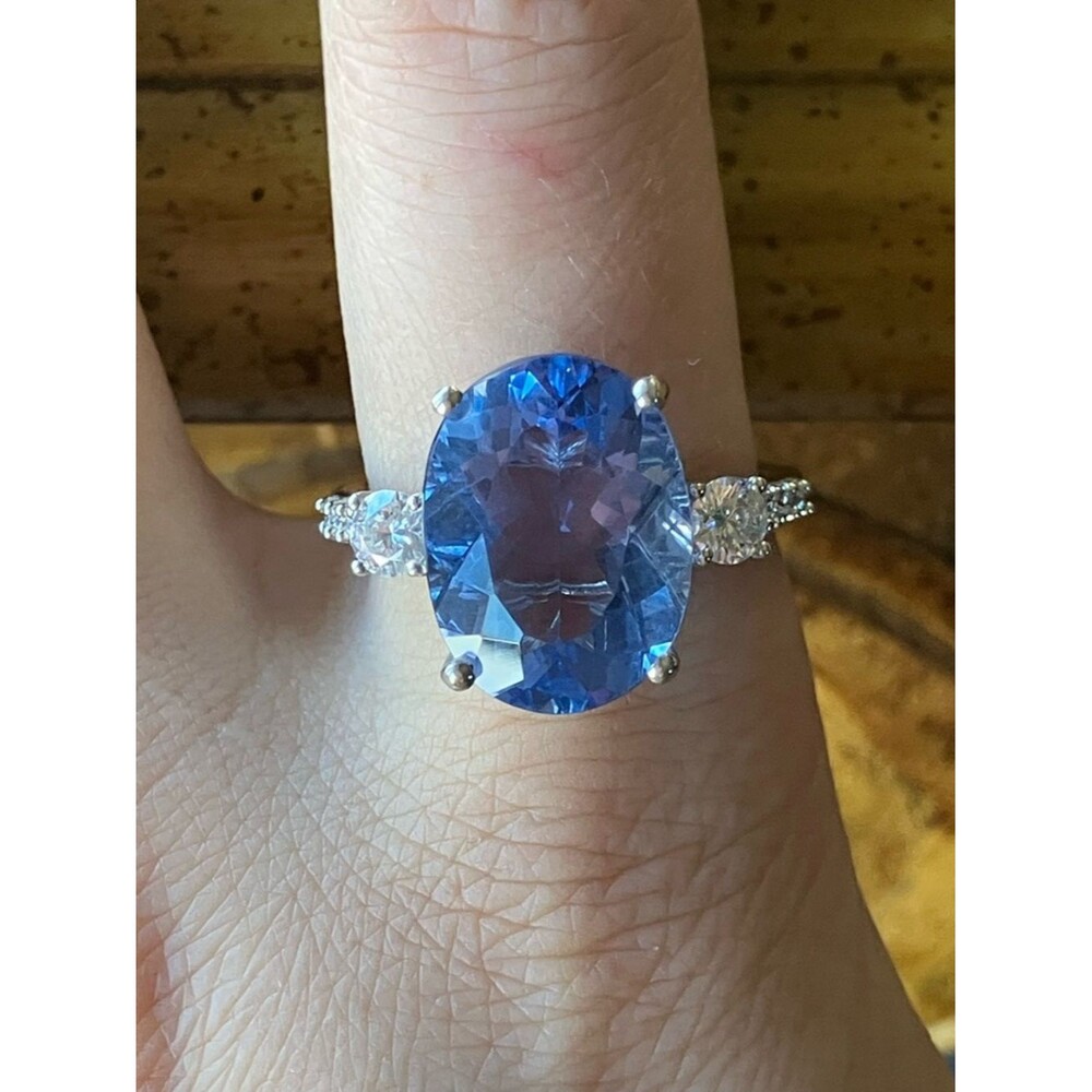 Color Changing Fluorite Moissanite Sterling Silver Ring Size 10